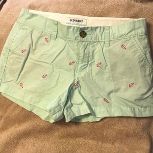 Old navy mint green with pink anchors shorts